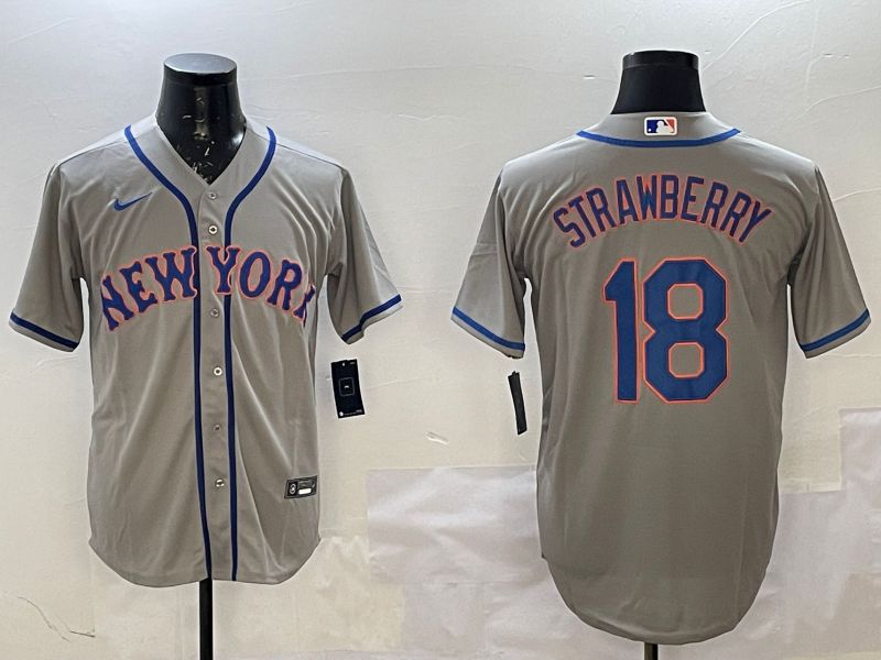 Men New York Mets #18 Strawberry Grey Game 2025 Nike MLB Jersey style 1->new york mets->MLB Jersey